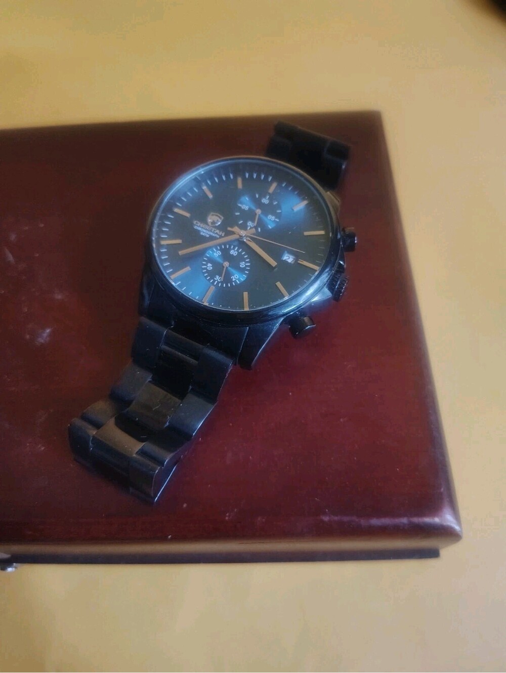 Cheetah Chronograph Watch Mens 44mm Black Stainless Steel Band CH-1604